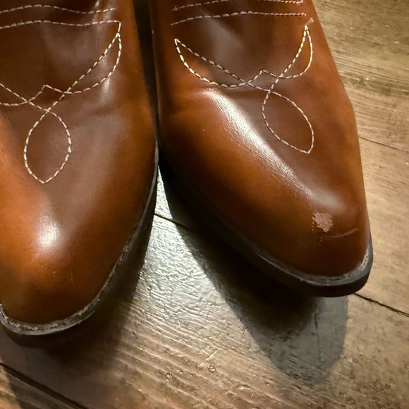 SheSole Cowboy Cowgirl Boots Western Wide Calf Size 9.5 Pointer Toe Tan - Picture 4 of 6